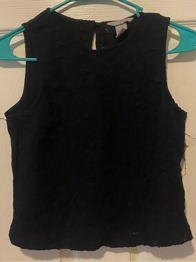 H&M Black Sleeveless Lace-Textured Shell Top